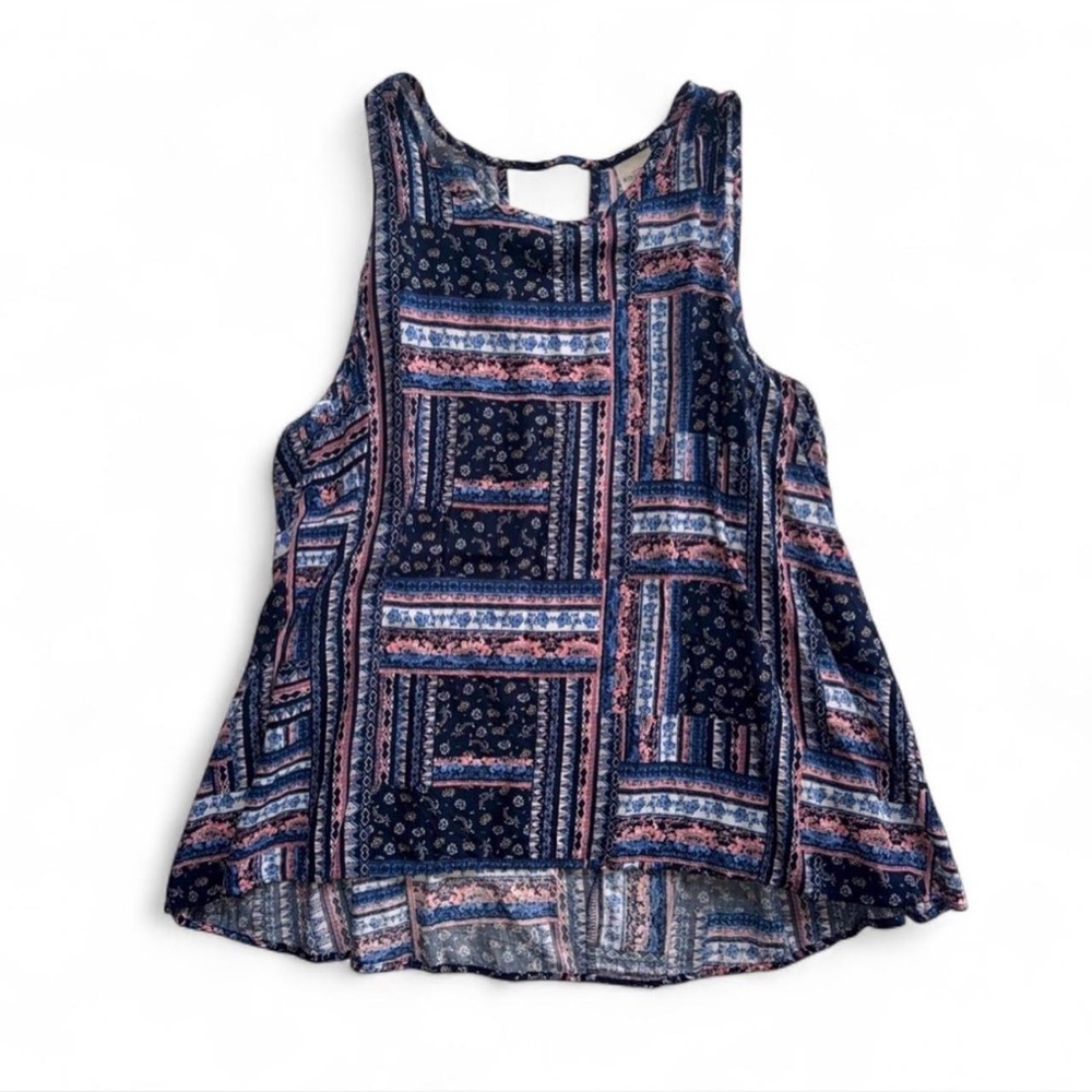 Kaileigh Boho Mixed Paisley Patchwork Sleeveless Tank Top XL Made in USA